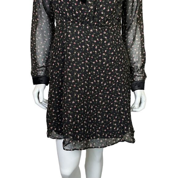 Lush | Women's Black/Floral Print Sheer Side/Sleeve Dress with Tags | Size: L - Picture 3 of 9